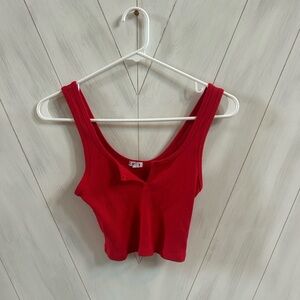 Garage Red Sleeveless Fitted Crop Tank Top